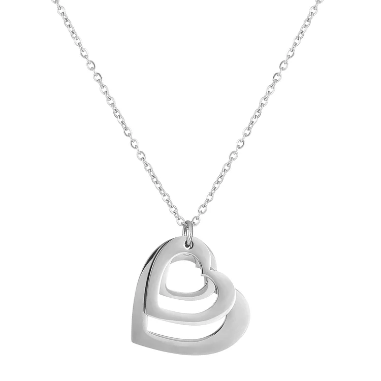 Silver Heart-shaped Hollow Necklace