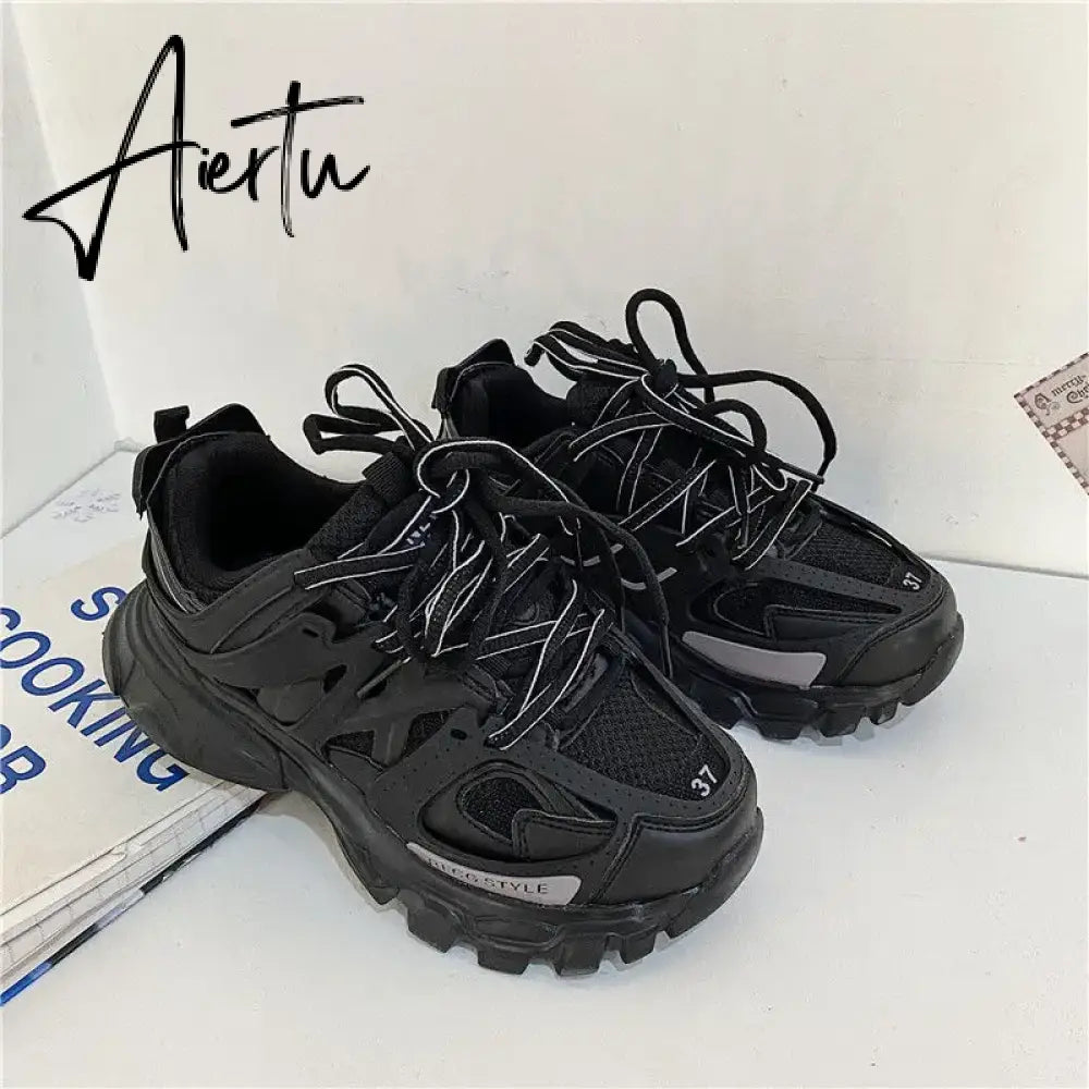 Sky Blue Chunky Sneakers Women Men Couples Sport Shoes New Design Autumn Fashion Casual Shoes Breathable Women's Sneakers 41 42 Aiertu