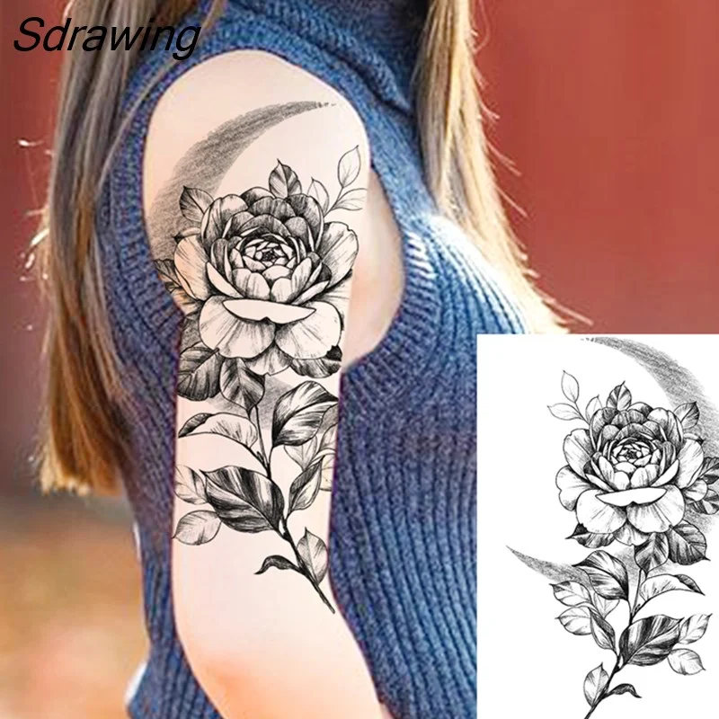 Sdrawing Henna Temporary Tattoos For Women Girls Feather Butterfly DreamCatcher Fake Gem Tattoo Sticker Chest Arm Tatoos Tribal 328-1