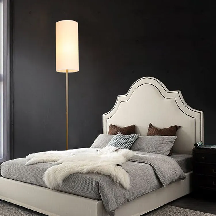 Eryn Cylindrical Floor Lamp, Metal & Fabric, 160CM Long
