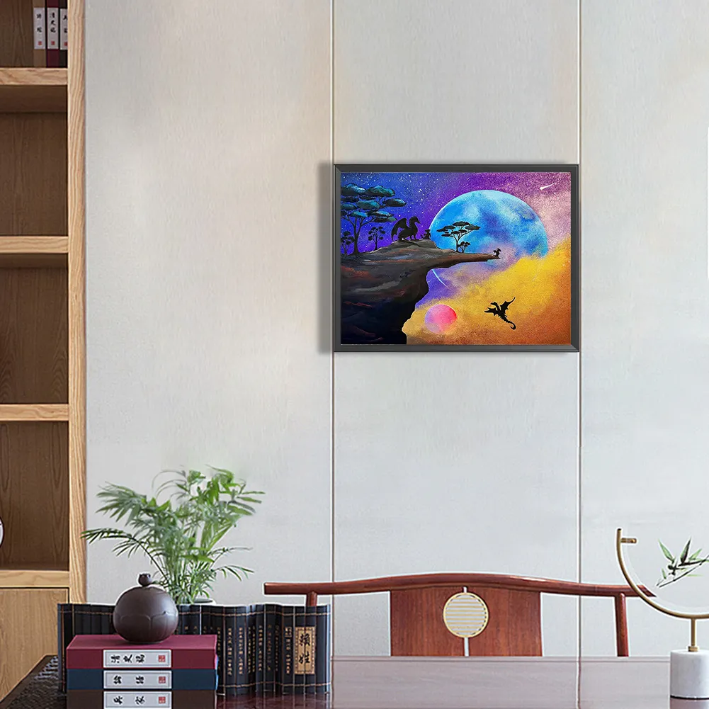Full Round Diamond Painting 40*30cm - Young Dragon Learns To Fly