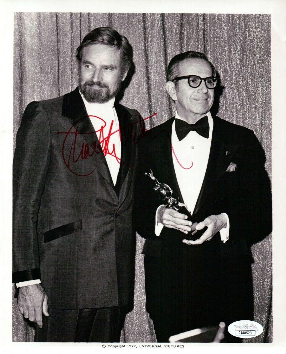 Charlton Heston Signed Autographed 8x10 Photo Poster painting Vintage 1977 Award JSA JJ40523