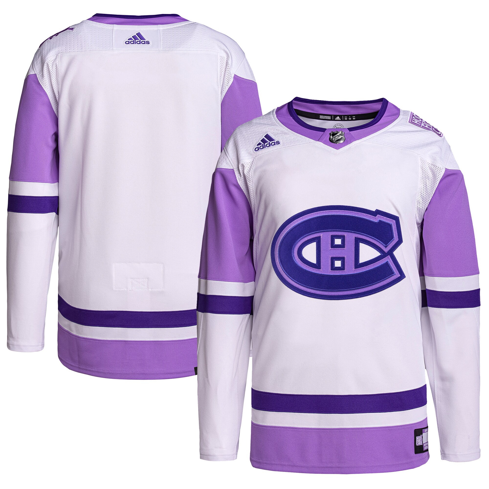 Montreal Canadiens  Hockey Fights Cancer Primegreen  Blank Practice Jersey – White/Purple mysite