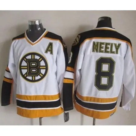 Bruins #8 Cam Neely White/Black CCM Throwback Stitched NHL Jersey