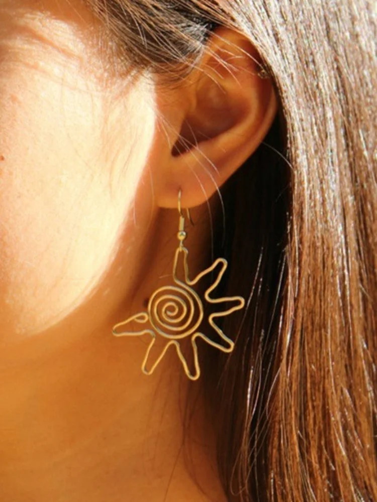 Sun Abstract Illustration Boho Earrings