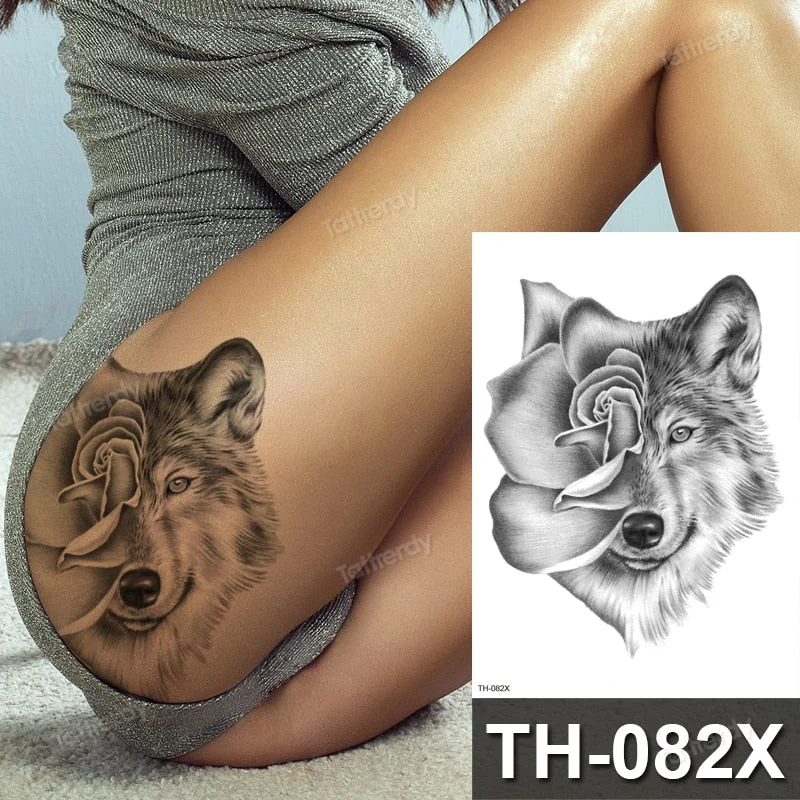 DIY Forest Design Waterproof Fake Temporary Tattoo Wolf Sexy Women Body Art Arm Tattoos Paper For Men Boys Girls Tatoo Large Big