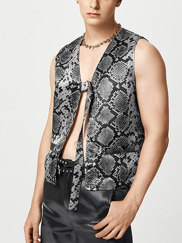 Aonga - Mens Snake Print Sleeveless Vest Waistcoat J aonga