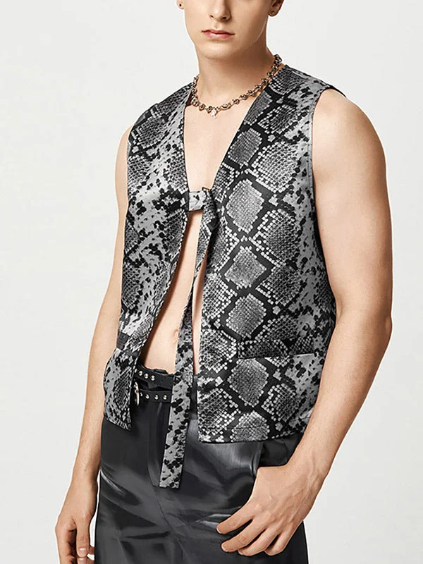 Aonga - Mens Snake Print Sleeveless Vest Waistcoat J aonga