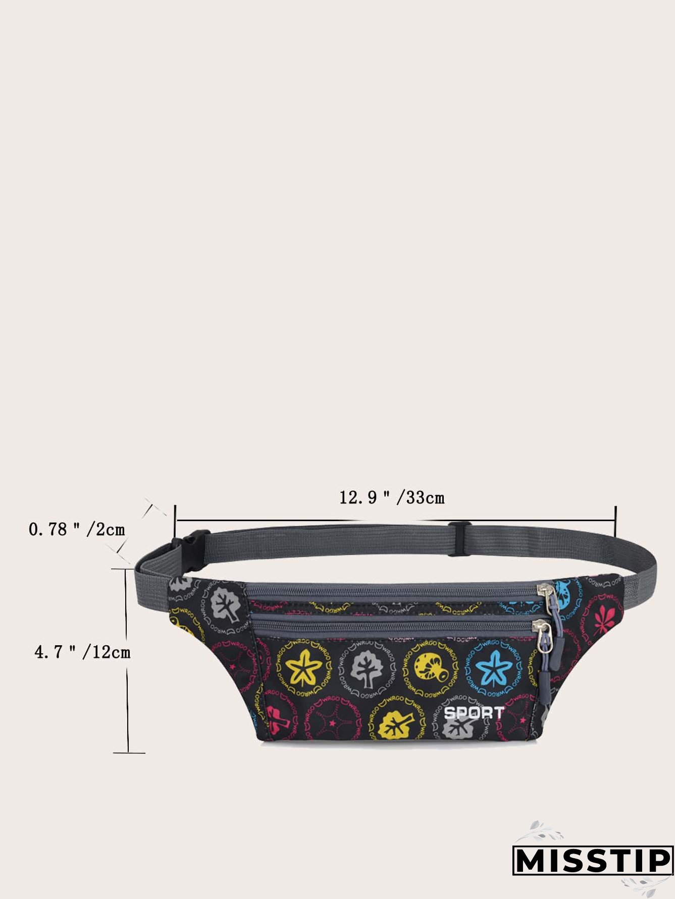 Mushroom & Letter Graphic Waterproof Fanny Pack