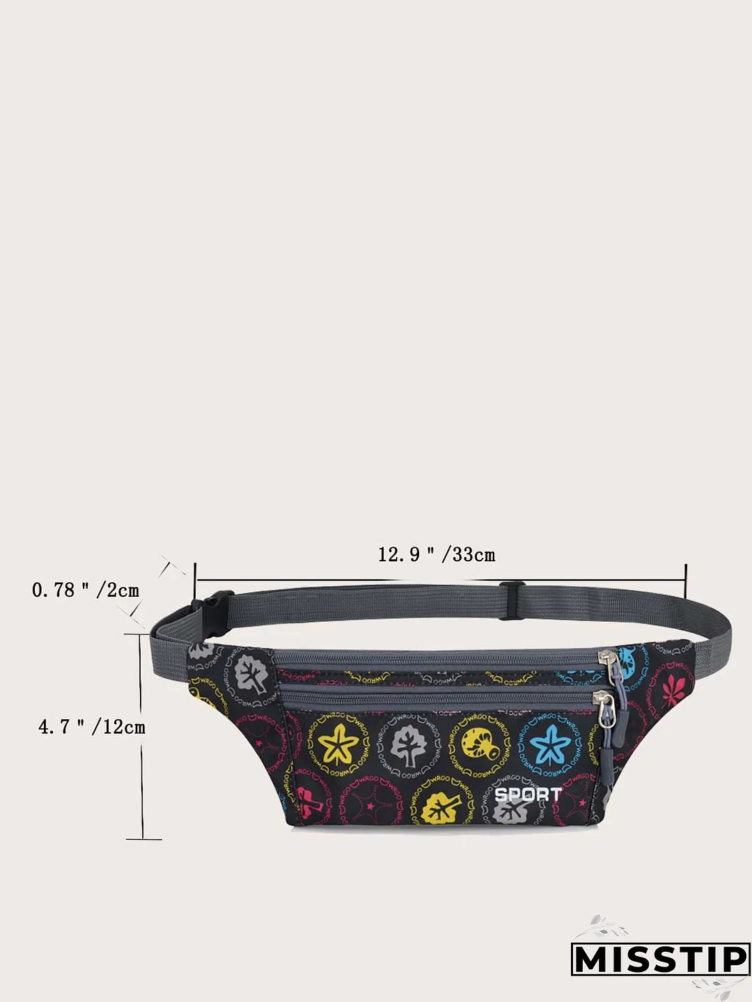 Mushroom & Letter Graphic Waterproof Fanny Pack