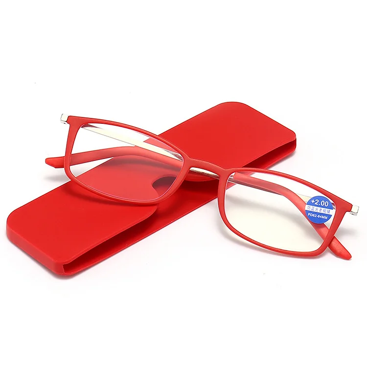 Ultra-thin Pastable Mobile Phone Reading Glasses Anti Blue Light Black Frame for Men and Women with Glasses Case +1.0 To +4.0