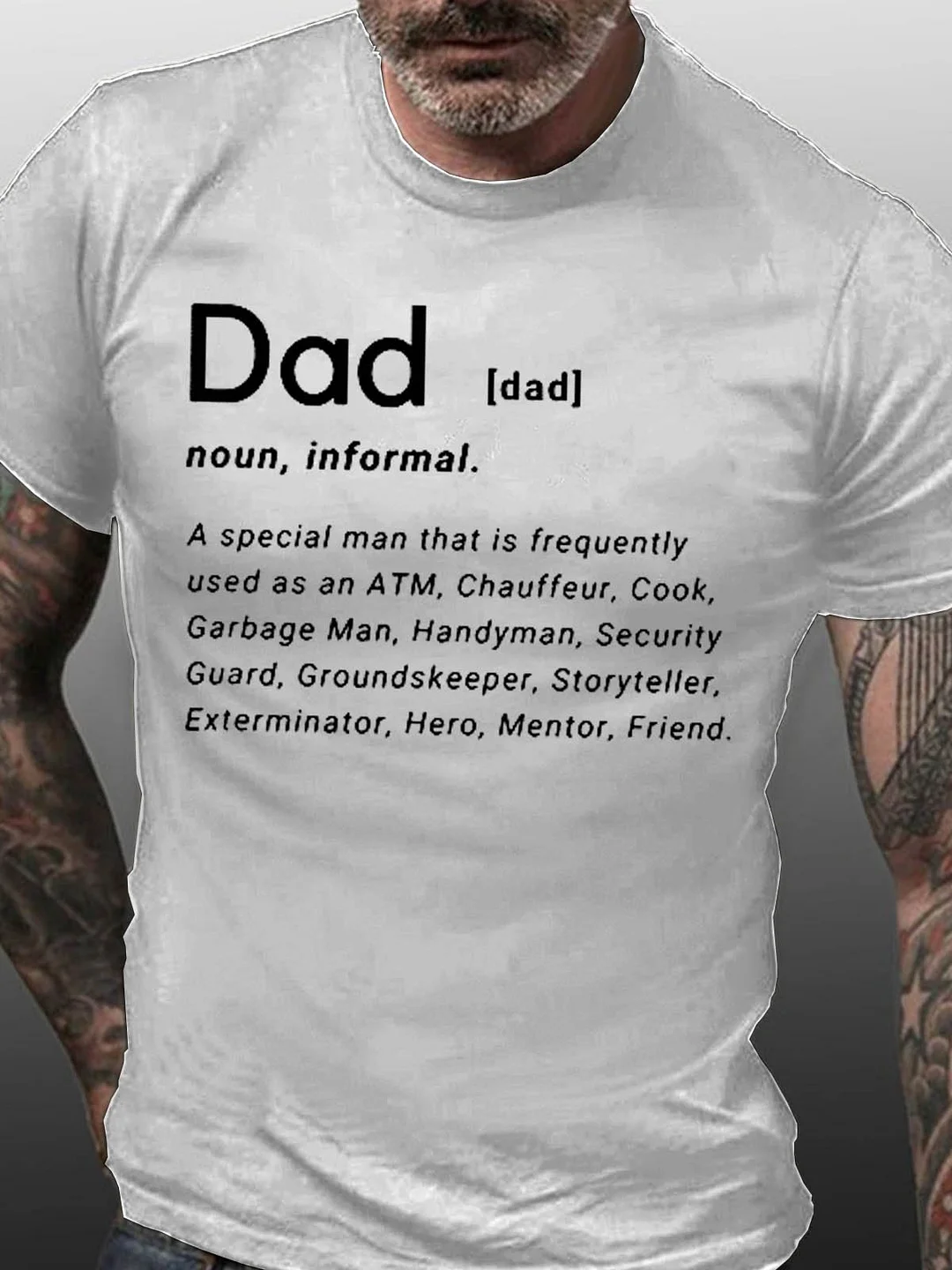 DAD Letter Print Casual Short-Sleeved Men’s T-shirts-VESSFUL