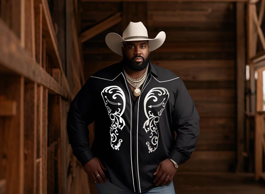 BigTallKings Monochrome Pattern Western Shirt