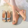 Women's round head fish mouth wedge sandals