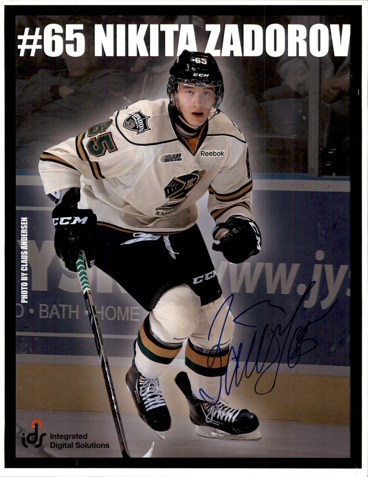 Nikita Zadorov SIGNED 8.5x11 TEAM PROMO Photo Poster painting LONDON KNIGHTS CHICAGO BLACKHAWKS