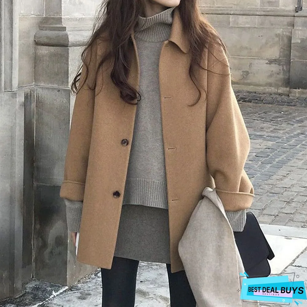 Wool Long Thick Popular Woolen Coat Women