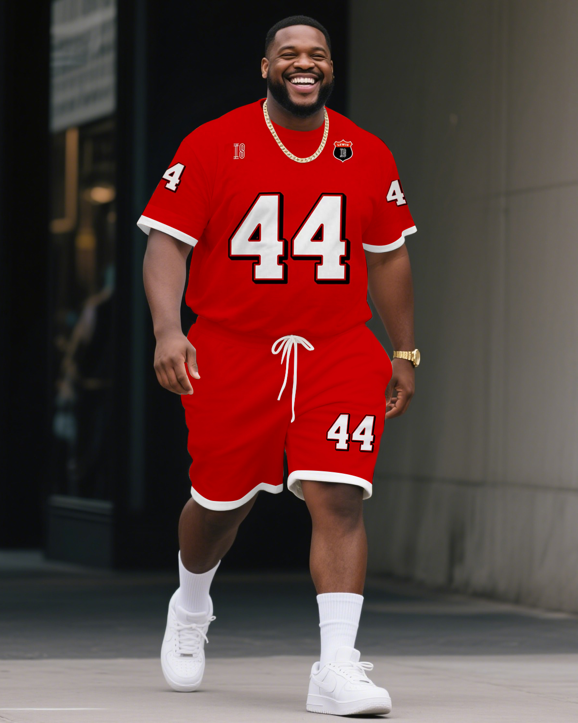 Men's Plus Size Lewis Hamilton Ferrari F1 2025 Football Jersey T-Shirt Shorts Suit
