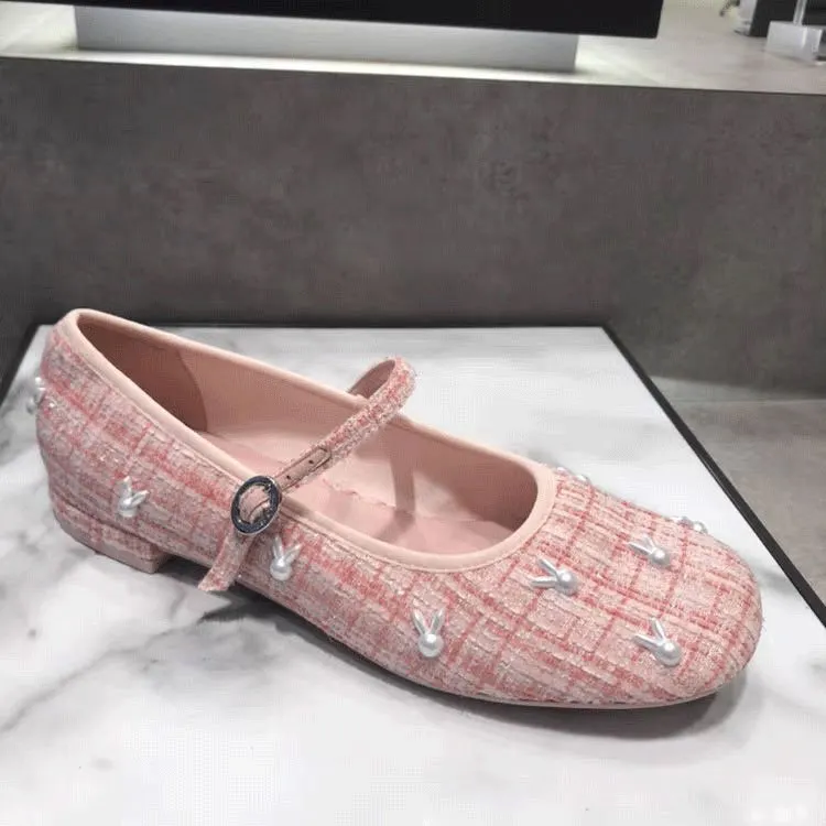 Churchf Churchf Heel Retro Women's Shoes 2024 Spring And Summer New Mary Jane Shallow Single Shoes Women's Thick Heel Breathable Bean Shoes