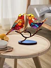Acrylic Birds on Branch Statue Art Craft Stained Birds Ornament Collectible Gift