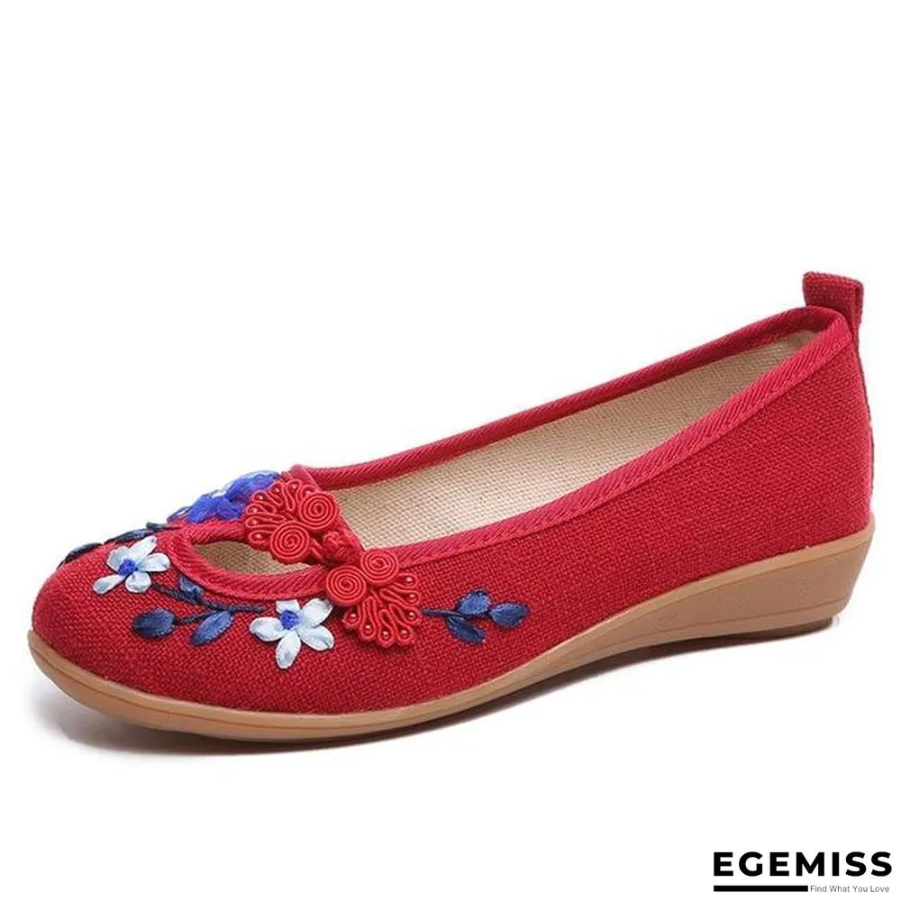 3D Flowers Women Linen Slip On Ballet Flats Breathable Fabric Shoes | EGEMISS