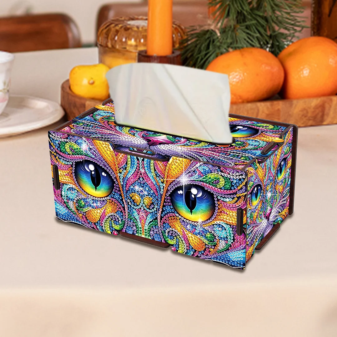 Wooden Diamond Painting Tissue Box for Home and Office Decoration (ZJH024)