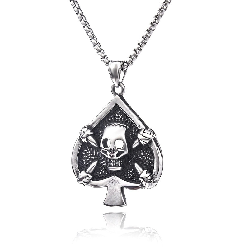 Retro Skull Titanium Steel Stoving Varnish Halloween Unisex Pendant Necklace