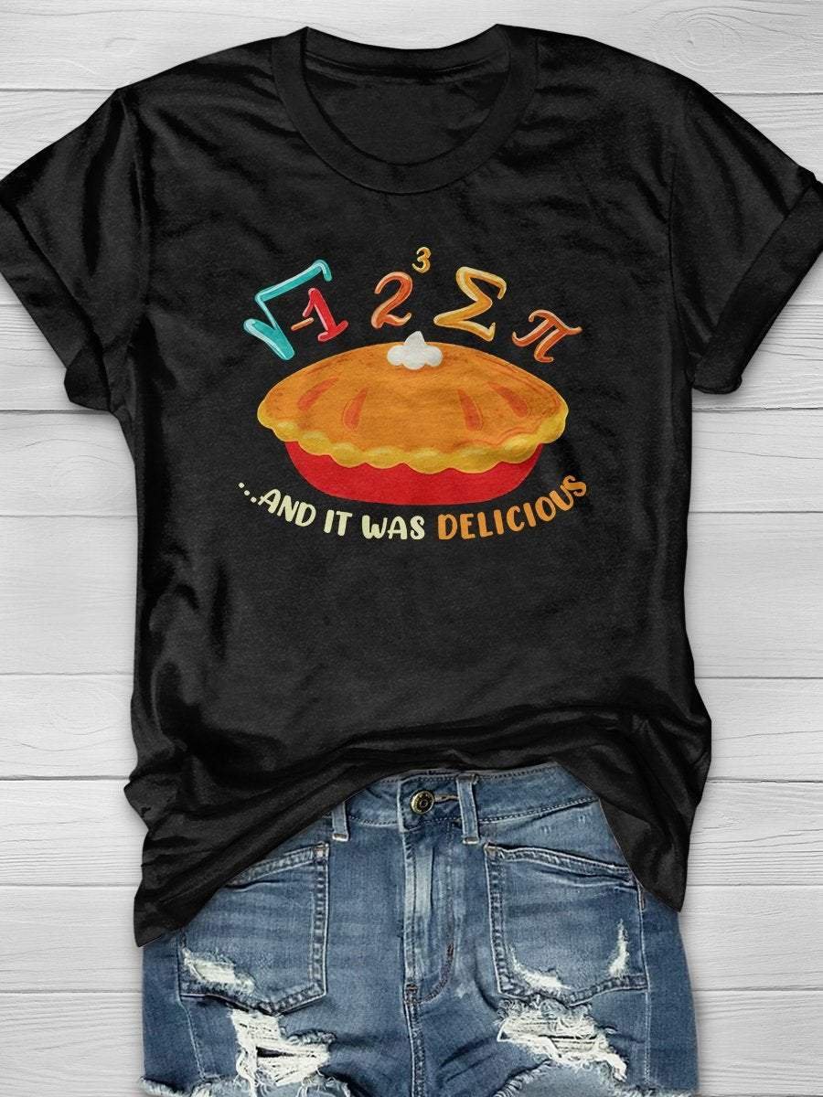 Funny Pi Day Print Short Sleeve T-shirt