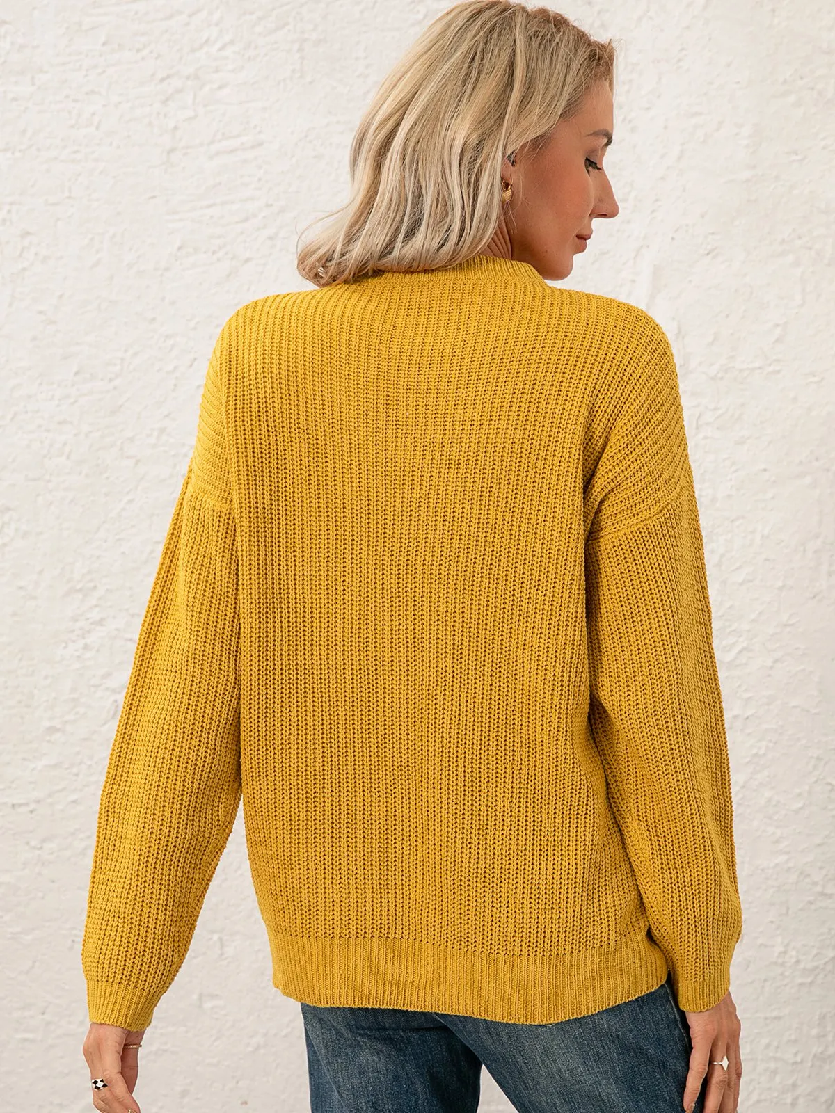 Women Sweet Mid-weight Micro-Elasticity Date Long sleeve Crew Neck Regular Sweater