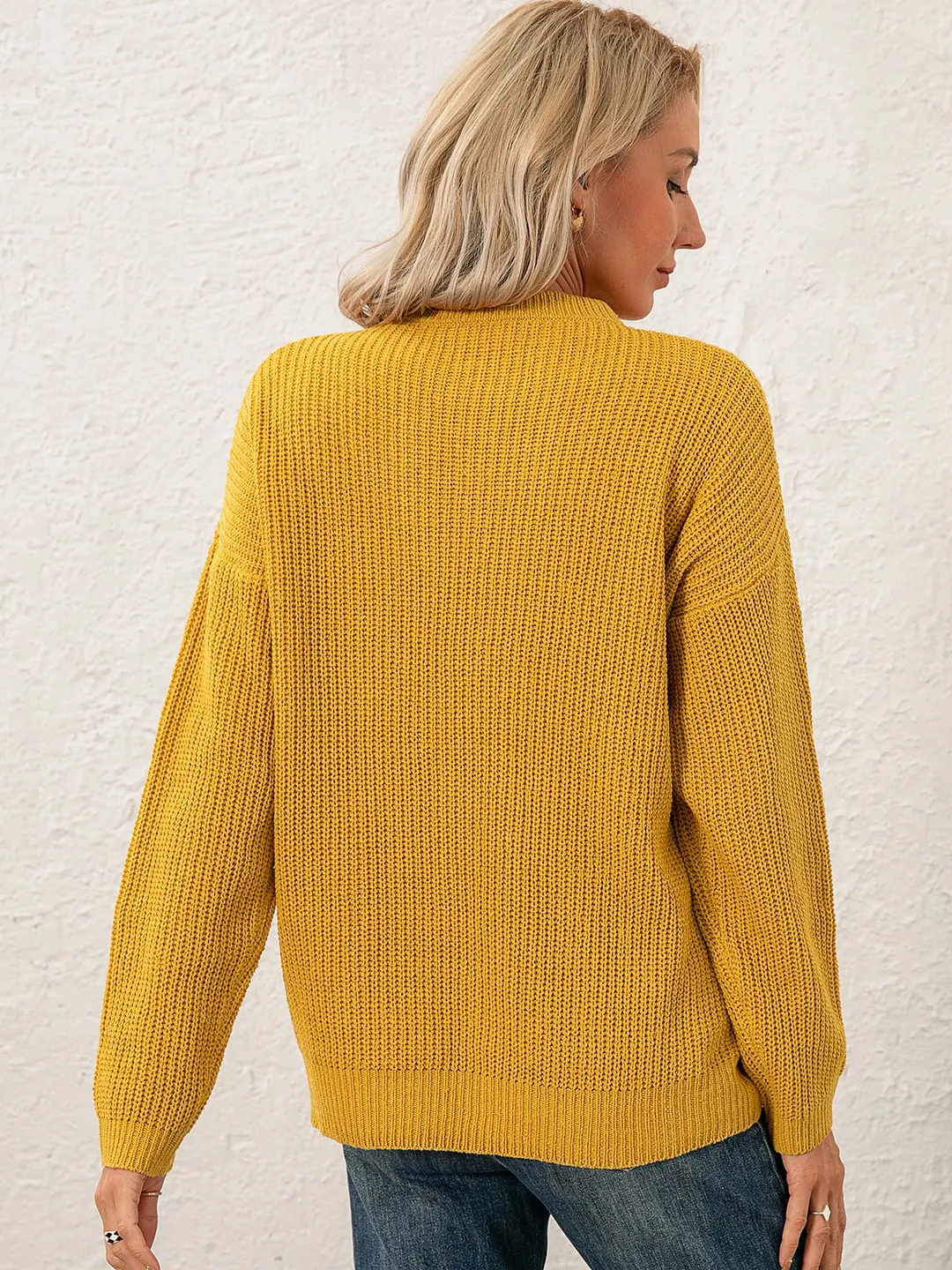 Women Sweet Mid-weight Micro-Elasticity Date Long sleeve Crew Neck Regular Sweater