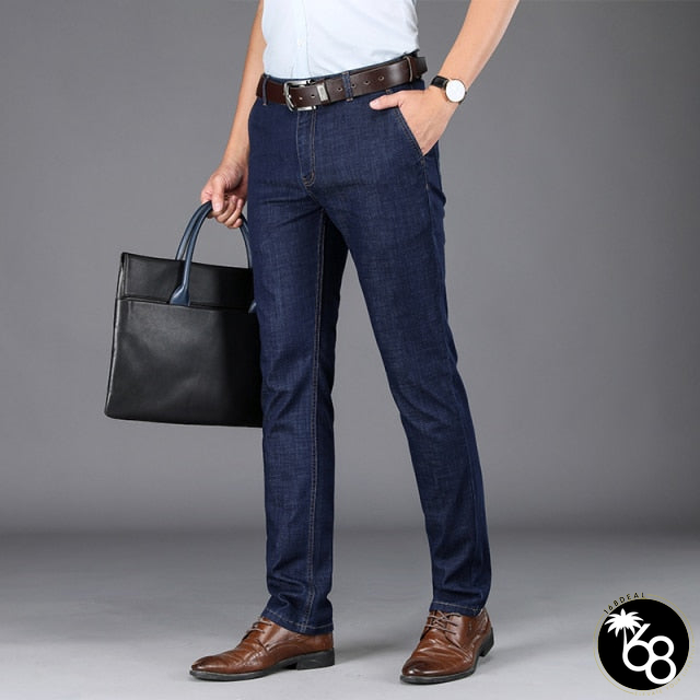 Men's Mid Waist Button Zipper Closure Side Pockets Denim Jeans | 168DEAL