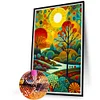 (40*60cm)Stained Glass Landscape - Full Round Drill Diamond Painting