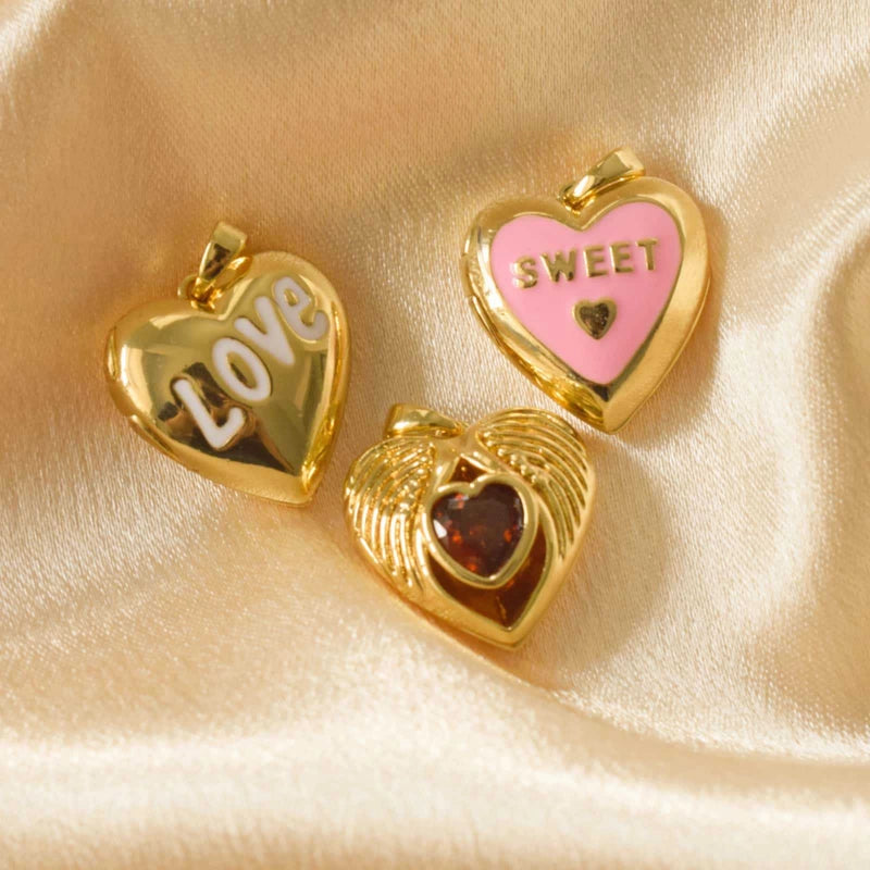 1 Piece 19 * 19mm Copper Zircon Heart Shape Jewelry Accessories Pendant