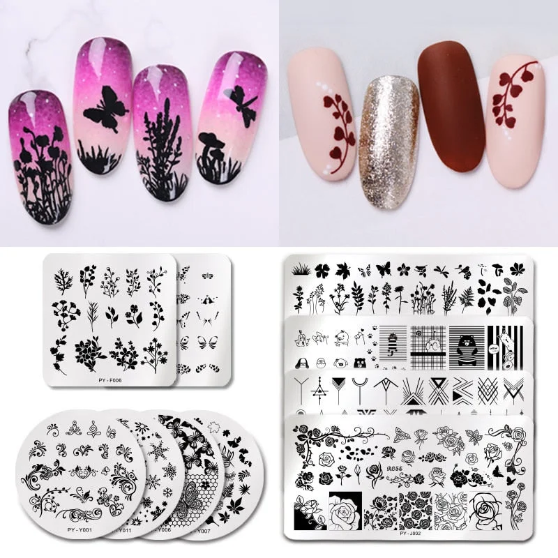 PICT YOU Nail Stamping Plates Snow Winter Nail Art Stamp Template idea nail Image Plate Stainless Steel Stencil Tools-Nail Inspo