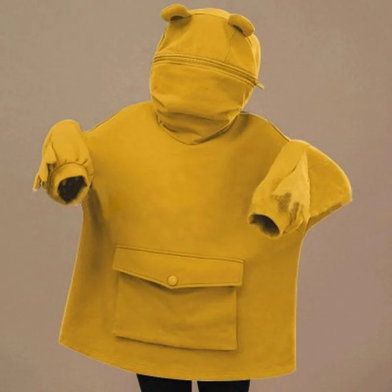 NiceMix Women Autumn Thick Loose Sweatshirt Harajuku Letters Printed Lovely Frog Casual Hooded Hoodies Pullover Female Thicken C