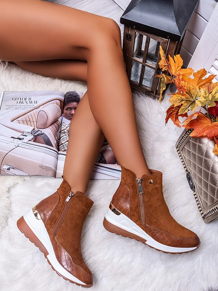 Plus Size Warm Plush Winter Boots Chunky Sneakers Ankle Boots Women Shoes Woman Zipper Buckle Thick Sole Platform Zapatos Mujer