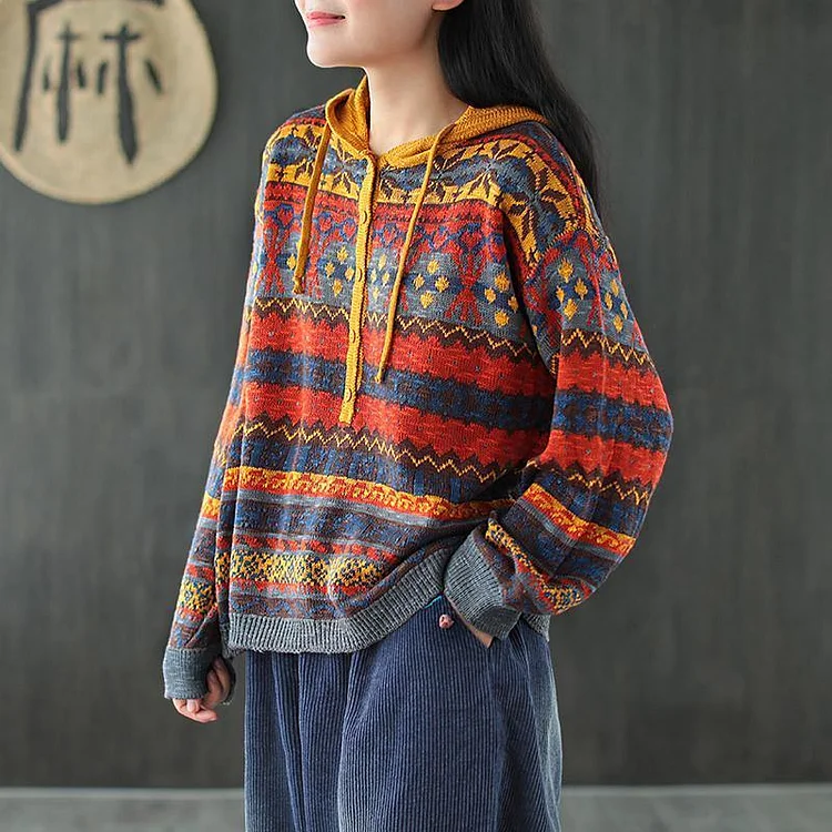 Cozy Breasted Knit Hoodie Sweater Knit Tops