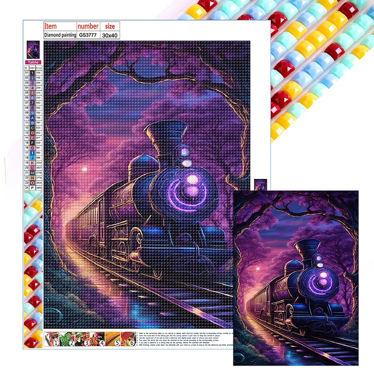 Purple Light Train 30*40CM (Canvas) Full Square Drill Diamond Painting gbfke