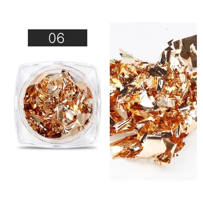 1Box Gold Silver Green Nail Art Foil Paper Colorful Irregular Aluminum Nail Sticker Glitter Gel Polish Decoration