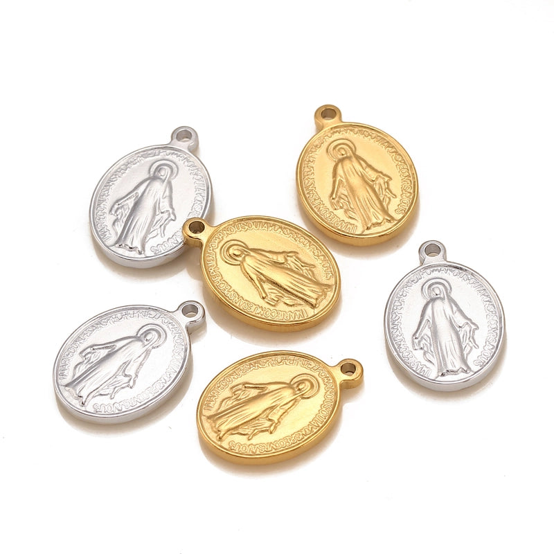 3 PCS/Package 304 Stainless Steel Portrait Virgin Mary Pendant Jewelry Accessories