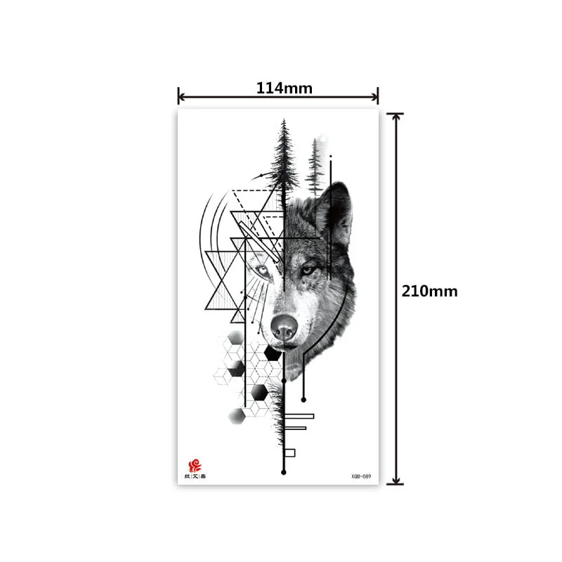 Half-arm waterproof tattoo stickers arm fierce wolf head animal arm lasting cross-border European and American tattoo stickers