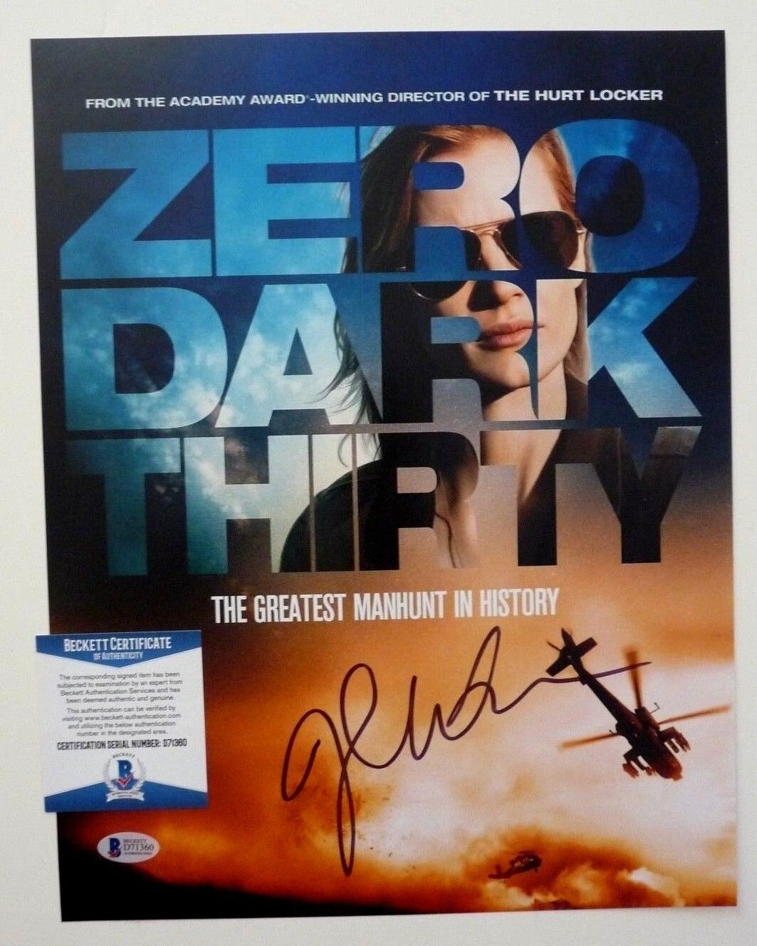 Jessica Chastain Autograph Signed 11x14 Zero Dark Thirty Photo Poster painting BAS Certified F9