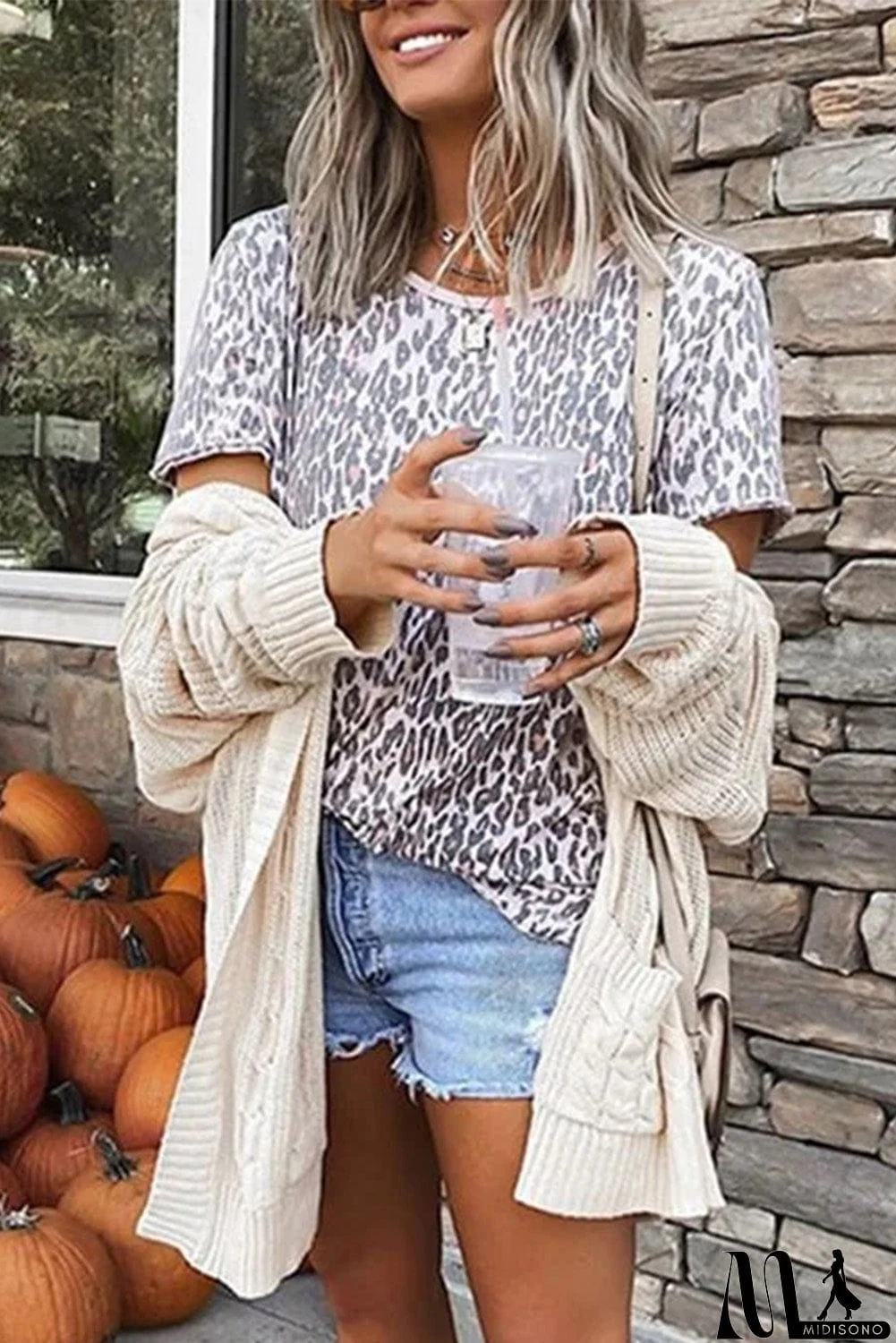 MidiSono - Animal Print Casual T-shirt