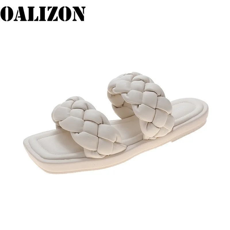Lady Women Flip Flops Knitting Woven Slippers Shoes Woman Casual Flat Platform Open Toe Slides Mules Flats Sandal Slippers Shoes