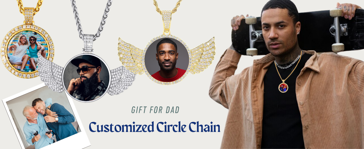 Dyoart Personalized Circle Chain with Wings for Men Women Customized Angel Wings Necklace