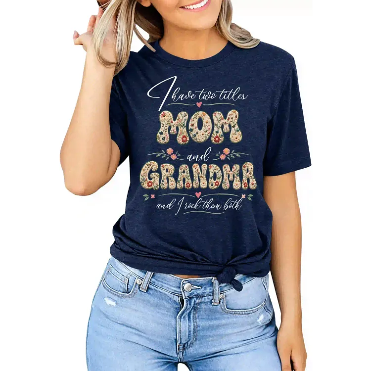 Mom and Grandma Floral Graphic T-Shirt