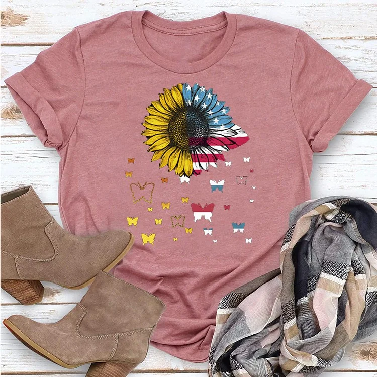 Independence Day Sunflower T-shirt Tee-Annaletters