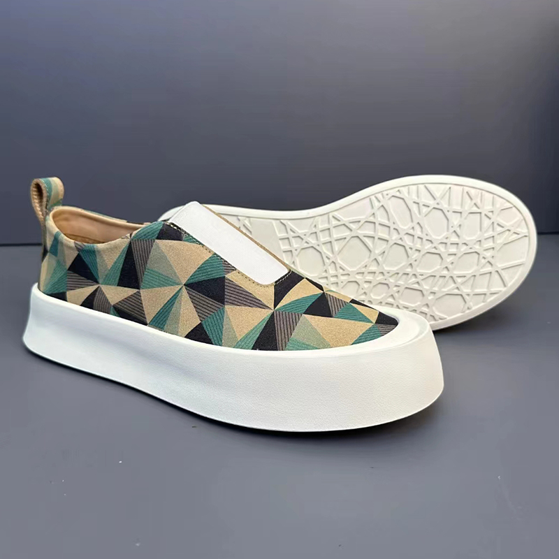 Handmade Retro Camo Skate Shoes | Camo Loafers DANRRIO.COM DANRRIO
