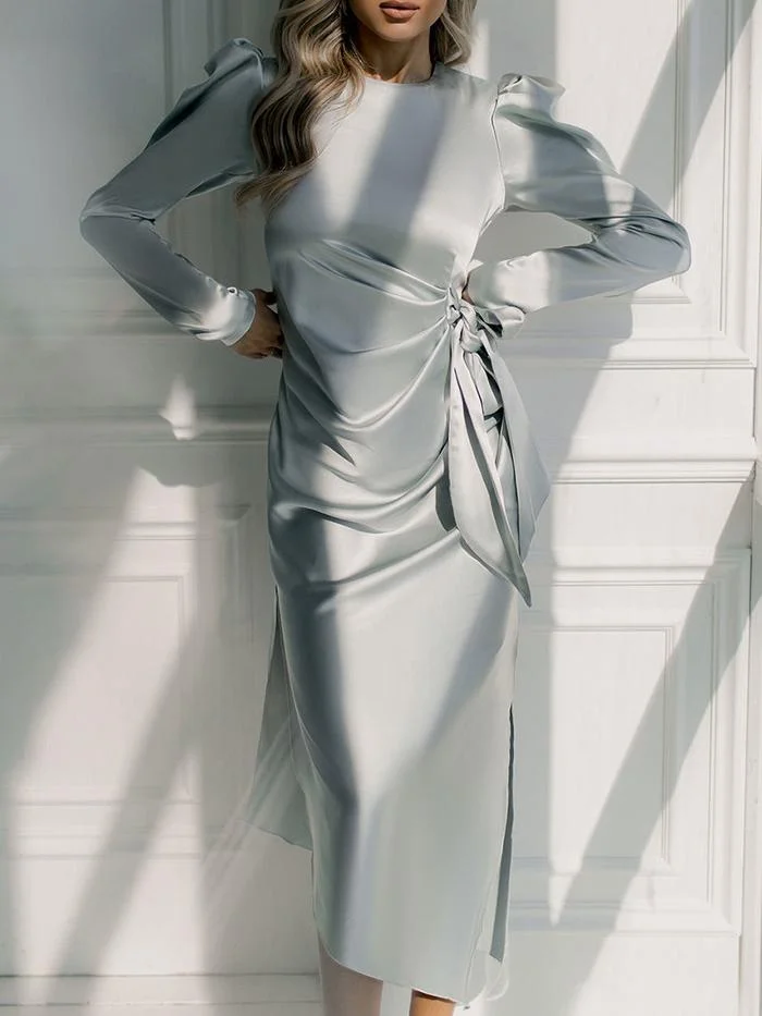 Fashion Long Sleeve Round Neck Dress