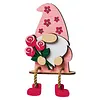 Wooden Valentines Gnome Figurines Decoration with Dangling Legs for Home Office