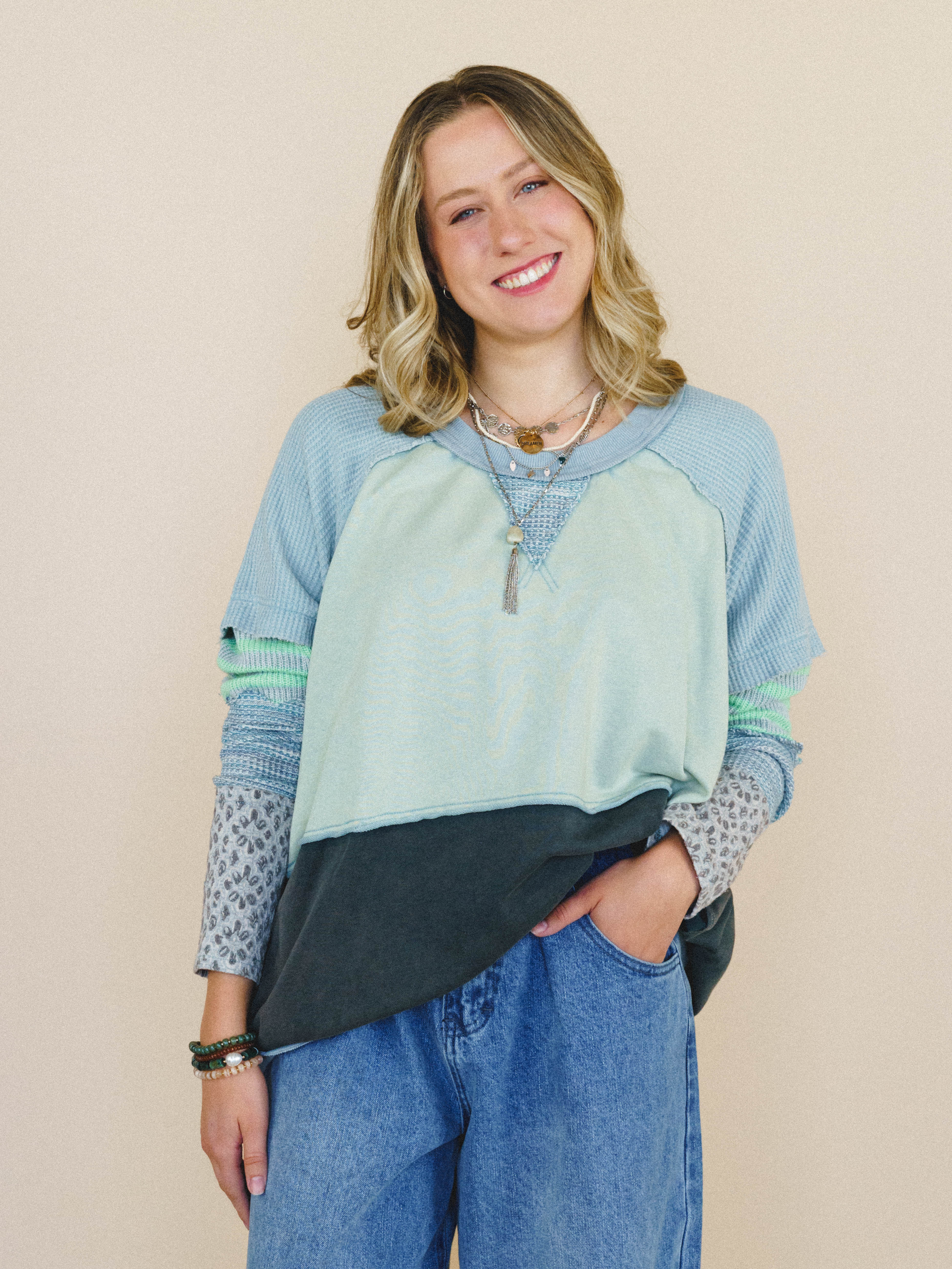 Garden Poems Long Sleeve Top - Seafoam